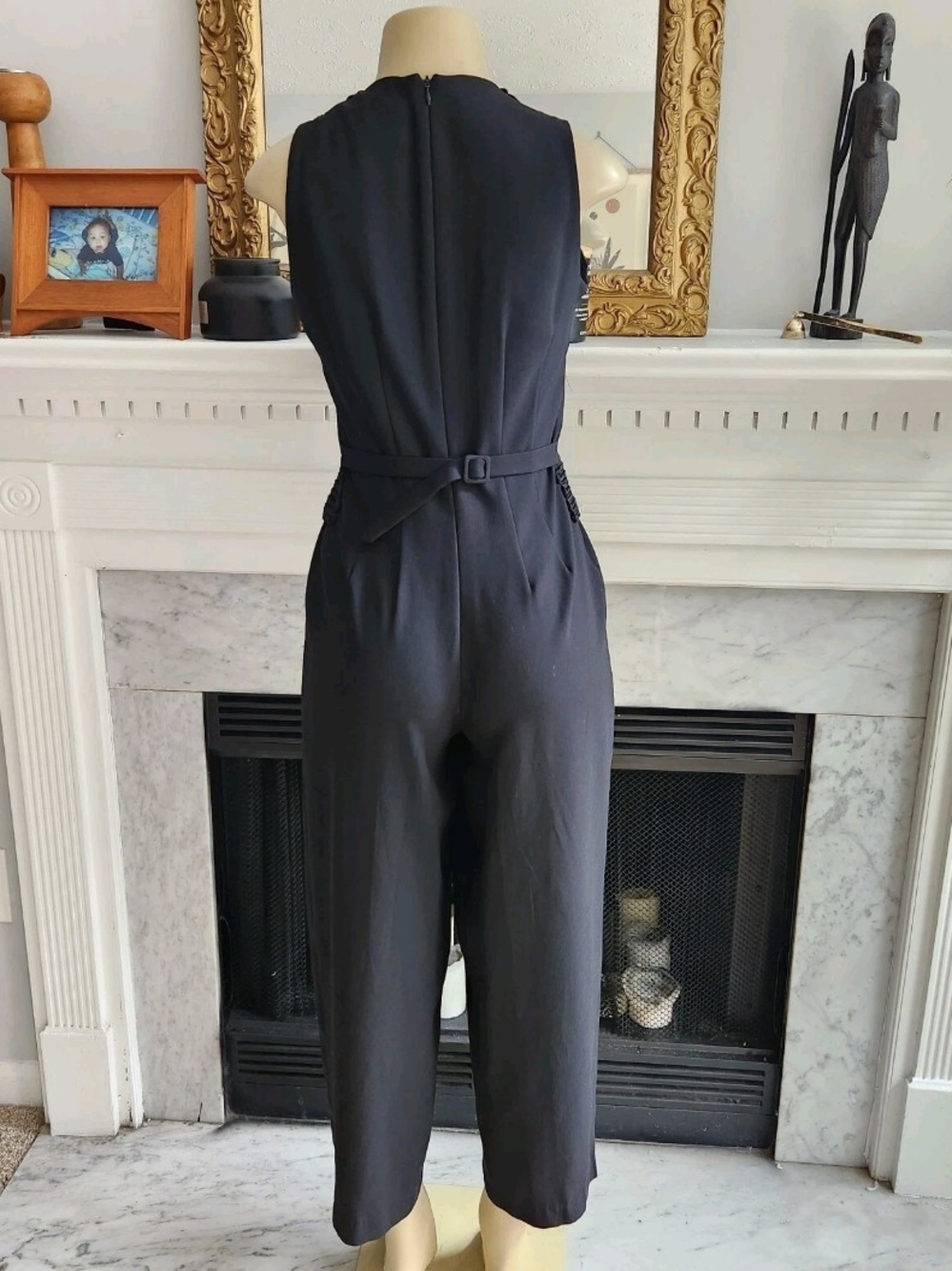 Vintage 90s Black Jumpsuit Laundry by Shelli Segal Vest Cropped Leg Size 6 - Picture 5 of 10